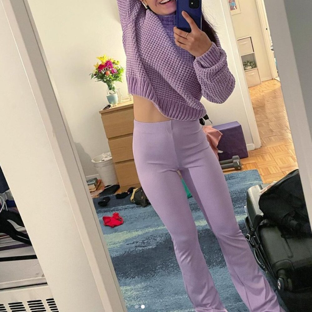 H&M Lavender Co-ord set waffle textured sweater (size XS) and pants (size XS)